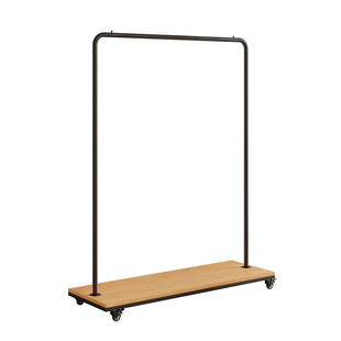 服装店衣架展示架铁艺黑色落地挂衣架女装店陈列架带板货架带轮子