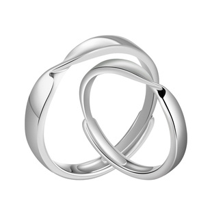 老银匠莫比乌斯环活口戒指纯银s925银情侣对戒送女友男女情侣戒指