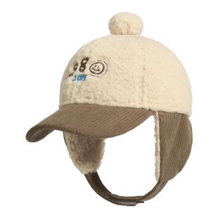 儿童帽子秋冬季男童护耳帽女童棒球帽保暖雷锋帽羊羔绒骑行鸭舌帽