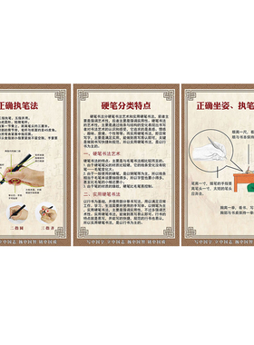 书法教室墙面装饰少儿硬笔培训班布置挂图贴画钢笔握笔宣传墙壁画
