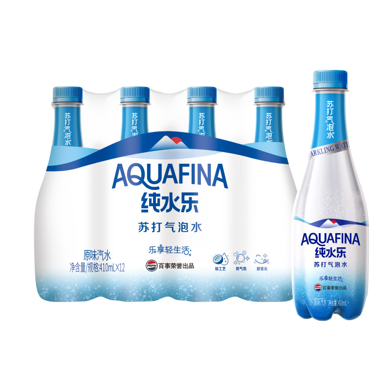无糖纯水乐苏打气泡水410ml*12瓶