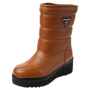 东北雪地靴女户外冬季真皮靴子加厚加绒中筒靴厚底保暖防滑棉靴子