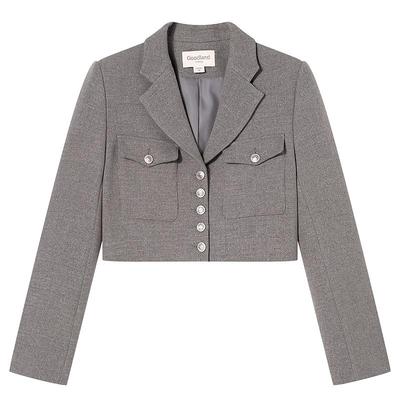 Goodland美地【赵今麦同款】灰色西装短外套/半身裙百褶裙短款