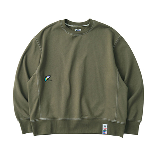 Battles 明线圆领卫衣小雨伞刺绣420g重磅套头美式宽松休闲