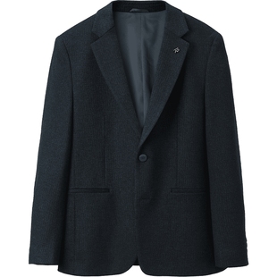 HLA/海澜之家绒感弹力休闲西服25冬胸针商务平驳领外套男