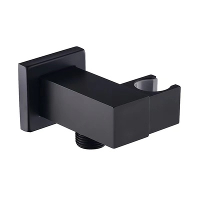 全铜黑色打孔可调节暗装花洒座