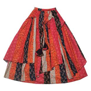 【霓虹】素心自制民族风大摆裙百搭女春秋印花 a型长裙显瘦半身裙