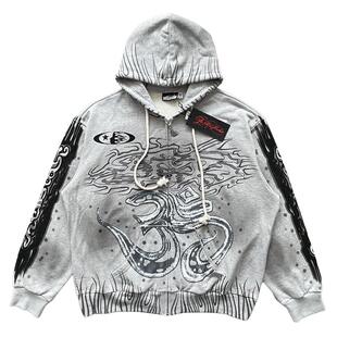 Hellstar Studios Zip Up Hoodie 灰色街头风拉链连帽卫衣