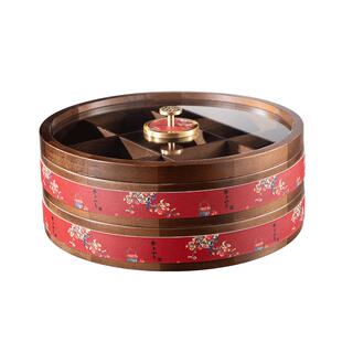 实木分格干果盒家用客厅零食糖果瓜子收纳摆放盘轻奢高档过年果盘