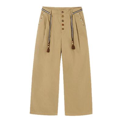 PSO Brand男装女装210克斜纹刺绣民族风工装直筒宽松阔腿百搭长裤