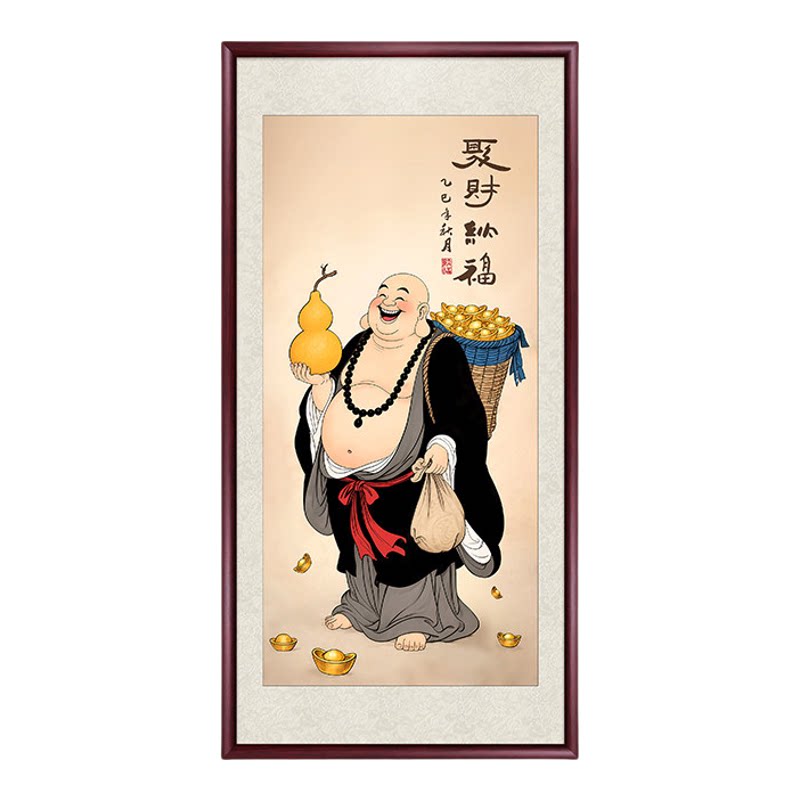 新中式聚财福禄弥勒佛装饰画