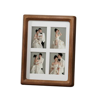 四宫格实木相框定制洗照片加打印黑胡桃柚木6寸8寸10寸A4情侣摆台