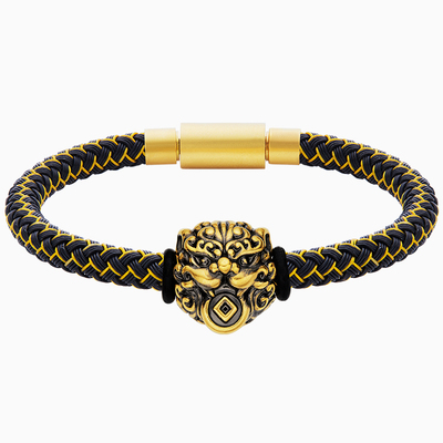 黑金铜币貔貅黄金手链男七夕礼物