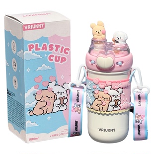 可爱小狗保温杯女生高颜值316不锈钢水杯大容量学生斜挎保冷杯子