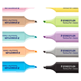 德国进口文具STAEDTLER施德楼荧光笔标记笔高光笔学生办公用淡色系粗划重点手账记号笔彩色银光色黑色单词笔