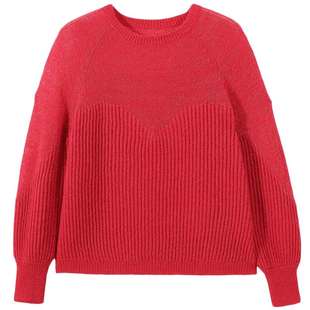 爱居兔长袖针织衫女春韩版宽松大圆领穿搭淑女上衣毛衣女