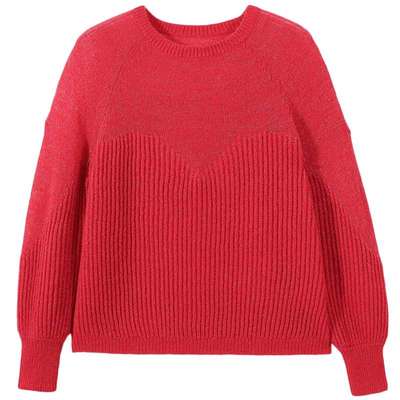 爱居兔长袖针织衫女春韩版宽松大圆领穿搭淑女上衣毛衣女