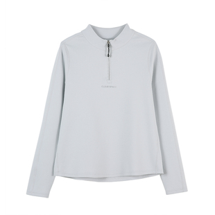 CLOUDSPACE【烟蓝】匹马棉空气层半拉链立领卫衣2026春显瘦上衣女