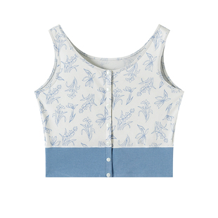 顶瓜瓜带胸垫防凸点背心纯棉汗衫妈妈中老年人文胸奶奶前系扣内衣