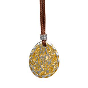 顺庆银楼S999足银金纹颂吊坠纯银坠子无事牌新中式古风礼物好运