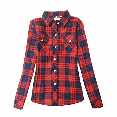 格子衬衫长袖修身韩版