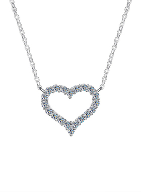 流浪拾光莫桑钻纯银锁骨链女爱心