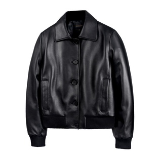 2025年秋真皮女士短款头层绵羊皮真皮皮衣 时尚百搭翻领显瘦外套