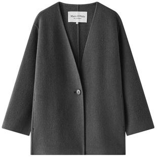 【100%绵羊毛】Marc O'Polo/MOP冬季新款时尚V领一手长毛呢大衣女