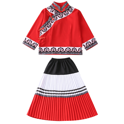 新款彝族服装女童男童云南四川凉山套装哈尼宝贝火把节舞蹈演出服