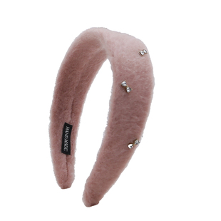 少女轻奢水钻蝴蝶结宽版发箍头饰精致千金感毛呢头箍秋冬气质发饰