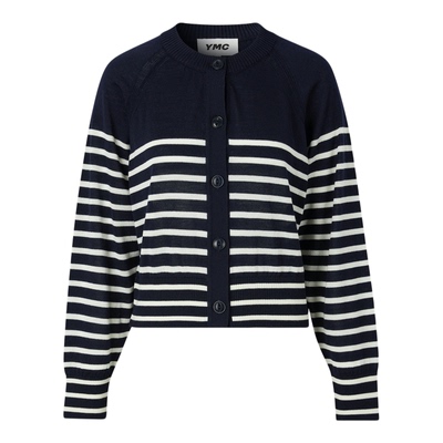 【折扣】YMC 女秋冬条纹绵羊毛开襟衫针织衫毛衣
