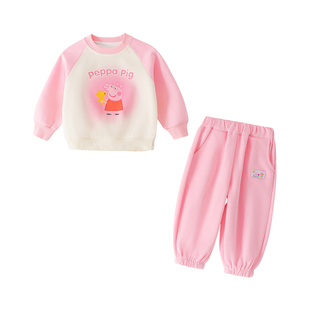 小猪佩奇宝宝卫衣套装2026新款春秋季卫裤洋气男童纯棉女童两件套