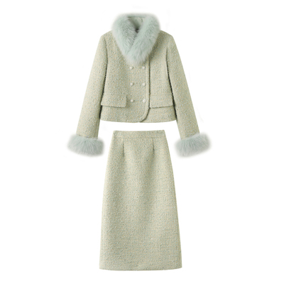 小香风羽绒服套装女冬季2025新款爆款轻奢高级感富家千金套装裙