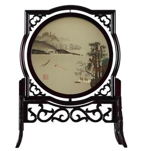 湘绣双面绣摆件 仿古山水 办公家居装饰摆件