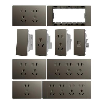 飞雕多孔六孔荧光灰开关插座面板