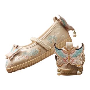 女童汉服鞋子夏季老北京布鞋宝宝古装表演儿童绣花鞋网眼透气凉鞋