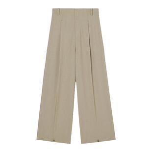 小着暖冬 PA36 和煦沙色高腰直筒长裤 脚口系扣设计 心有桃源轻灵