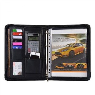 A4皮质多功能文件夹皮质活页计算器办公经理夹合同夹商务置业顾问销讲夹资料册谈单本展业夹收纳册销售夹