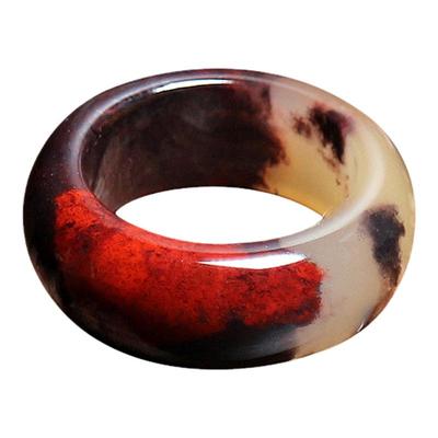 天然玉石桂林鸡血玉情侣款玉戒指