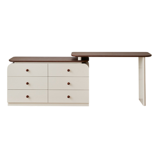 大司马法式奶油风梳妆台斗柜一体桌卧室出租房用实木梳妆台化妆桌