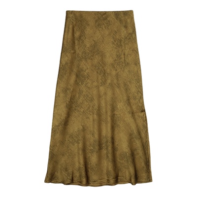 缎面侧开叉中式复古半身裙裙子