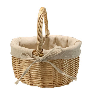 柳编野餐篮手提篮购物篮提篮花篮礼品包装篮采摘篮子踏青篮野餐篮