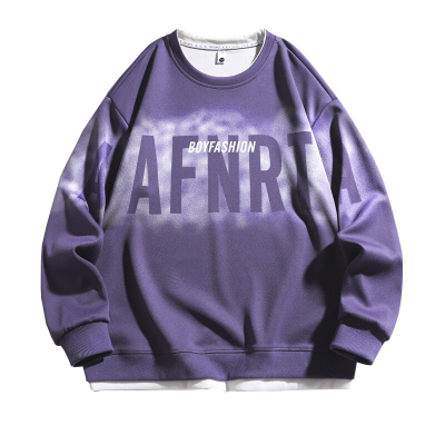 潮牌休闲时尚假两件套头卫衣