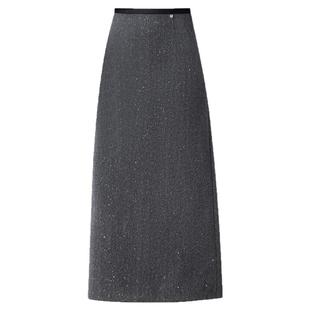 肌理感气质轻熟亮片毛呢半身裙女秋冬2025年新款直筒裙长款包臀裙