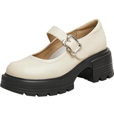 百思图2025春新款厚底高跟玛丽珍鞋小皮鞋舒适粗跟女鞋W6752AQ5Z