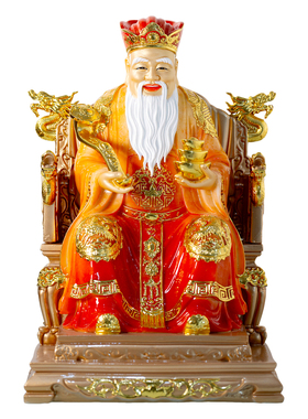 汉白玉石粉供奉土地公土地婆摆件