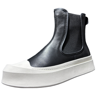 原创套筒皮靴内增高真皮高帮板鞋