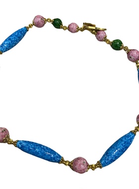 Vintage大颗腰鼓蓝色蛙皮粉蛙皮