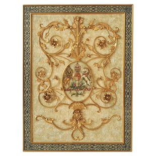 卡斯特兰欧式奢华金色黄铜雕花框板画别墅客厅玄关装饰工艺画5208