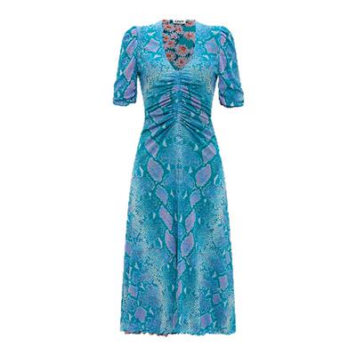 DVF双面印花弹力网纱连衣裙